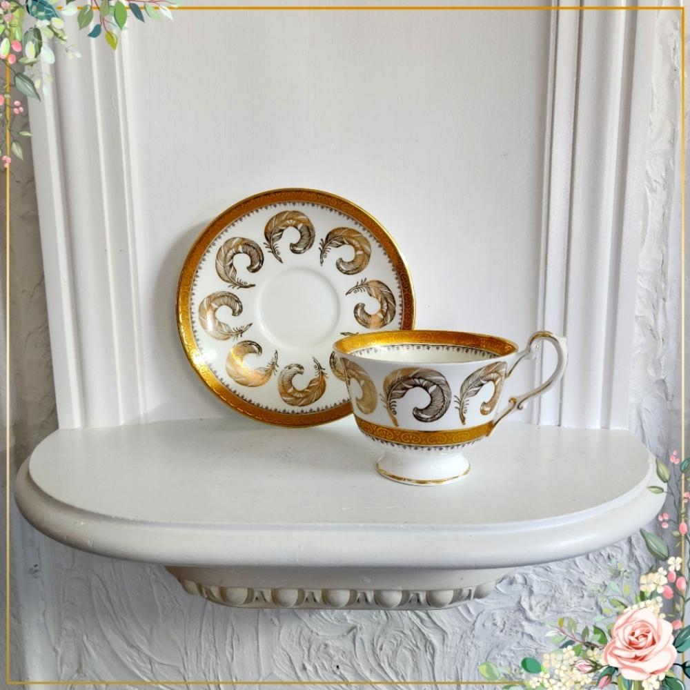Rare find Gorgeous E.B. Foley Gold Gilt Filigree Tea Cup and Saucer